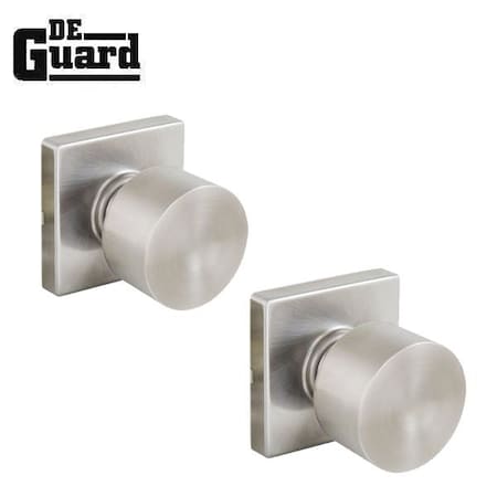 Deguard Contemporary Passage Knob - Grade 3 - Square Rose - Satin Nickel DCDK01-PS-SN